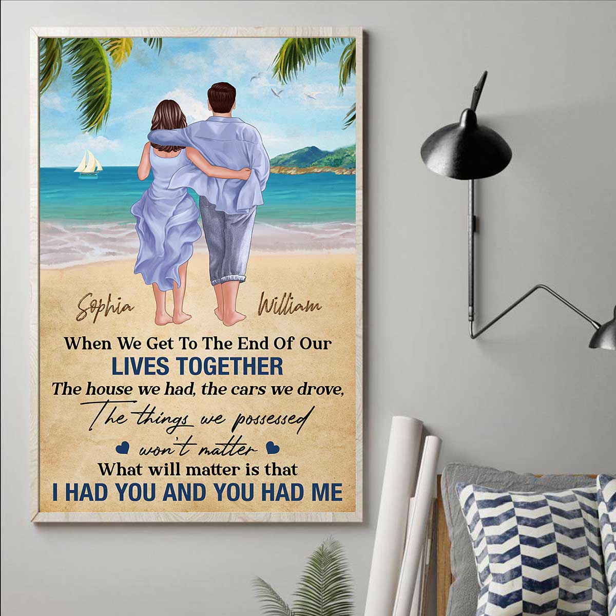 I Had You & You Had Me Back View Couple Walking On The Beach Personalized Vertical Poster