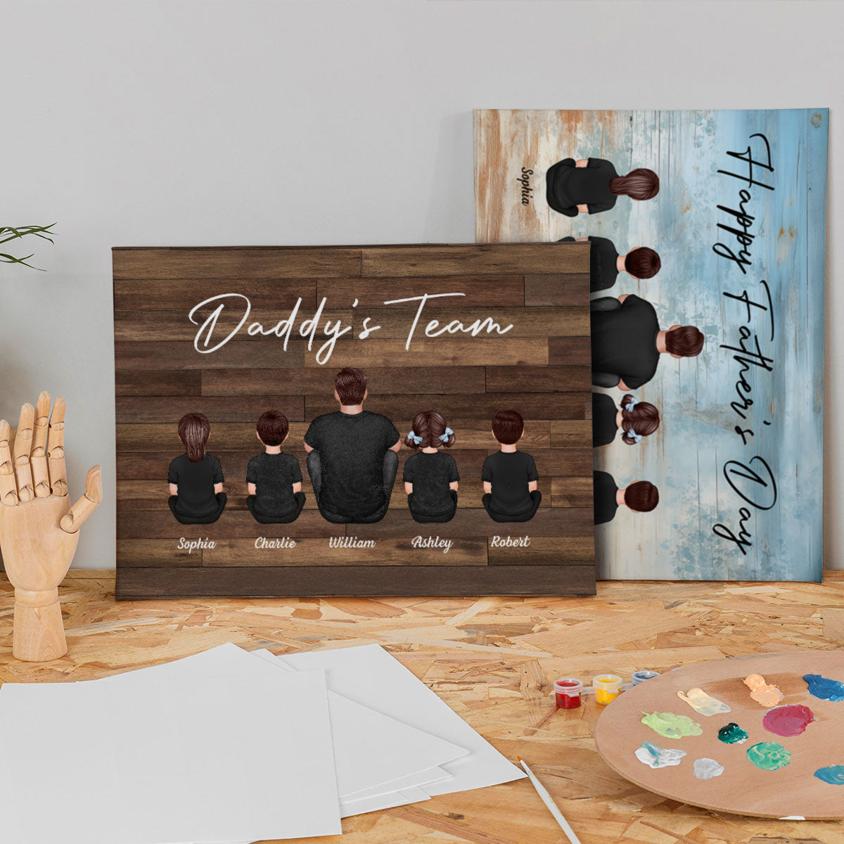 Daddy's Team Personalized Wrapped Canvas, Gift For Dad