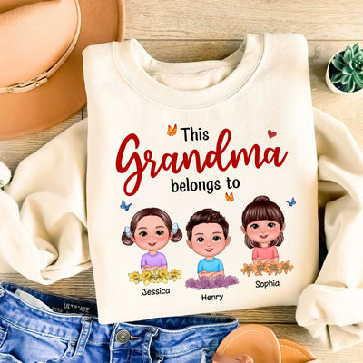 This Grandma Mom Belongs To Birth Month Flowers Cute Kids Personalized Shirt, Gift for Moms, for Grandmas