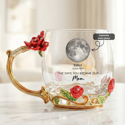 The Days You Became Our Mom - Personalized Enamel Flower Tea Cup - Gift For Mom