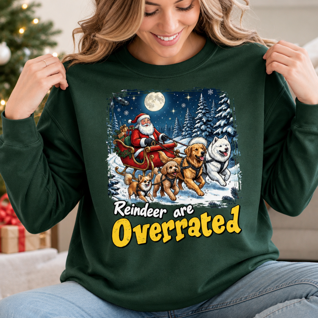 Funny Santa Dog Reindeer Are Overrated Upload Pet Photo - Personalized Shirt - Funny Christmas Gift For Dog Lovers