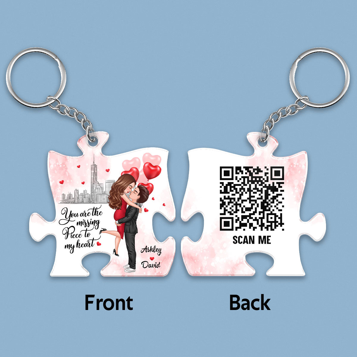 The Missing Piece To My Heart Couple Favorite Song Scannable QR Code Personalized Puzzle Acrylic Keychain