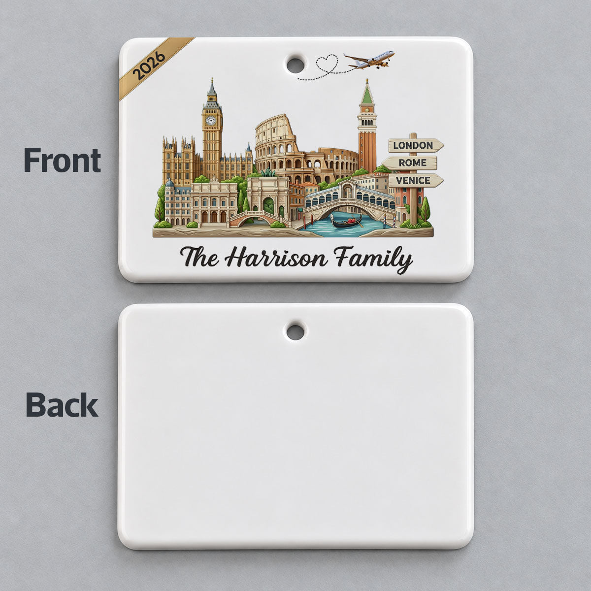 Travel Destinations The Places You've Been Landmarks - Personalized Ceramic Ornament - Traveling Destination Keepsake, Christmas Gift For Traveling Lovers