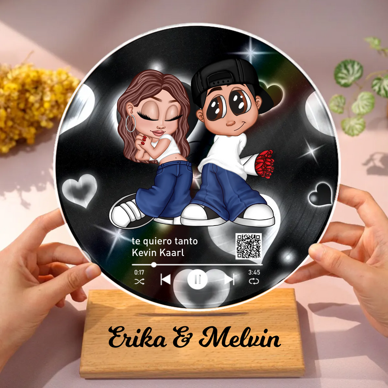 Y2K Couple Custom Vinyl Record Acrylic Plaque with Favorite Song QR Code – Personalized Unique Valentine's Day Gift For Him, Gift For Her