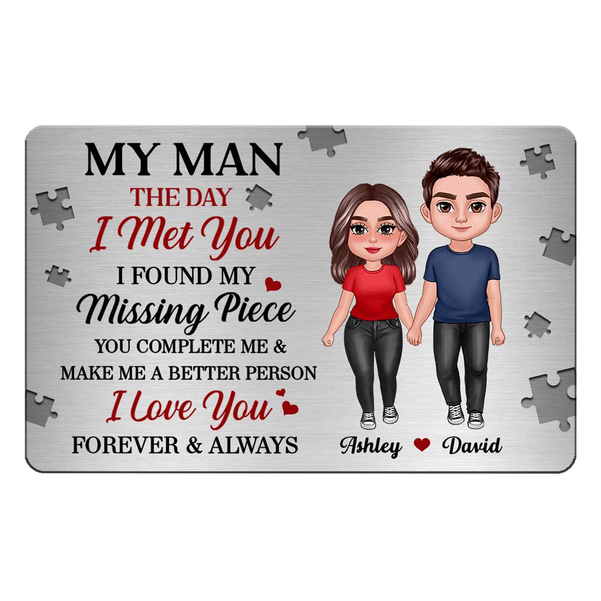 My Man The Day I Met You Couple Personalized Metal Wallet Card
