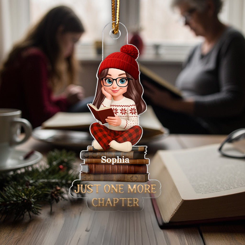 Christmas Cozy Vibe Retro Vintage Books Just One More Chapter - Personalized Acrylic Ornament - Christmas Gift For Book Lovers