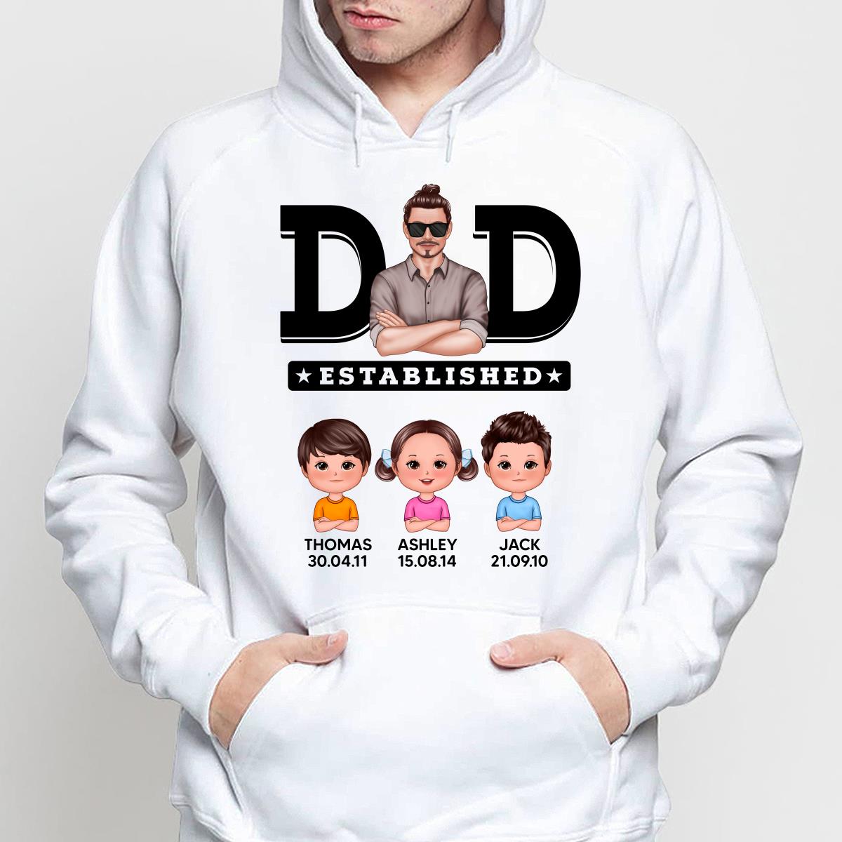 Dad Established Man & Doll Kids Birthday Personalized Shirt