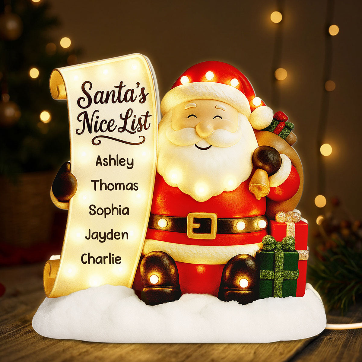 Santa's Nice List Kids' Names Family Christmas Decor - Personalized LED Light Box -Christmas Gift For Grandma, Grandpa, Family