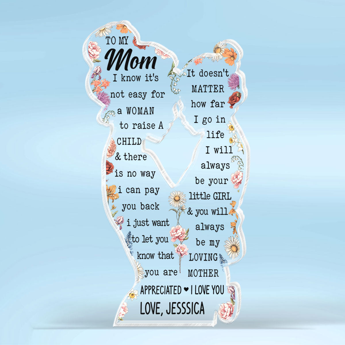 Mom & Daughter Birth Month Flower Personalized Acrylic Plaque Custom Shape, Perfect Gift For Mom