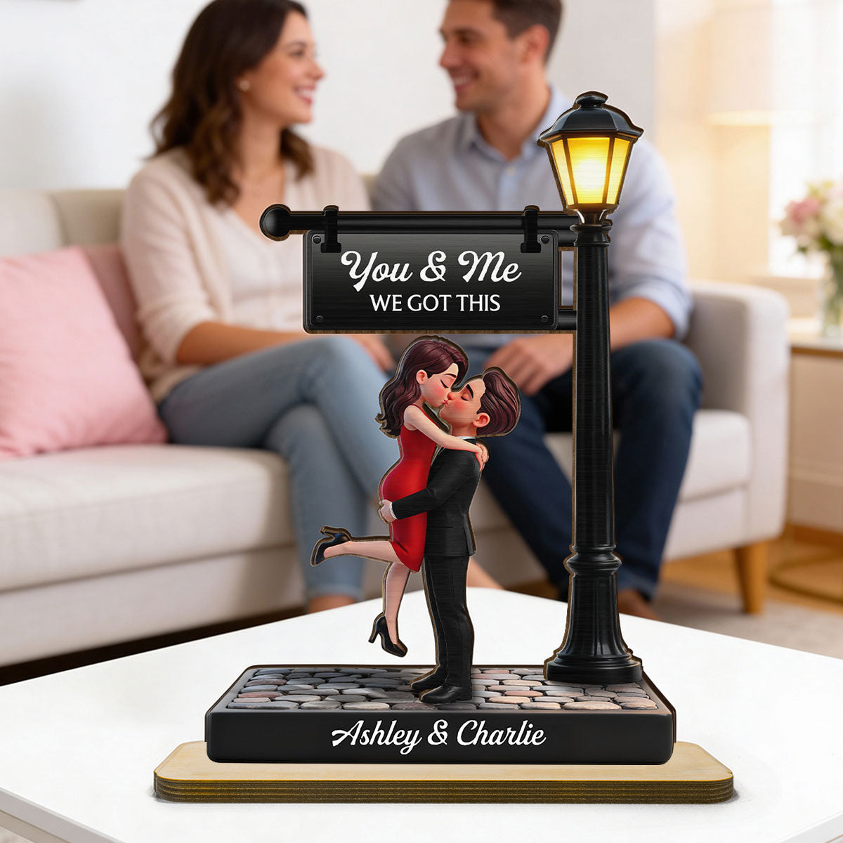 Timeless Love Under The Light - Personalized 2-Layered Wooden Plaque - Heartfelt Anniversary Gift, Wedding Gift For Couple, Custom Date Gift for Mom & Her, Unique Mother’s Day, Anniversary or Birthday Keepsake