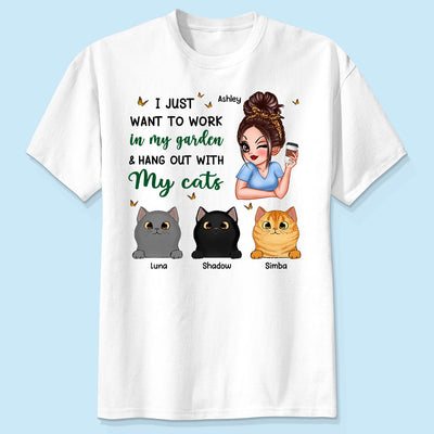Work In My Garden And Hang Out With My Cats Plant Lady Personalized Shirt