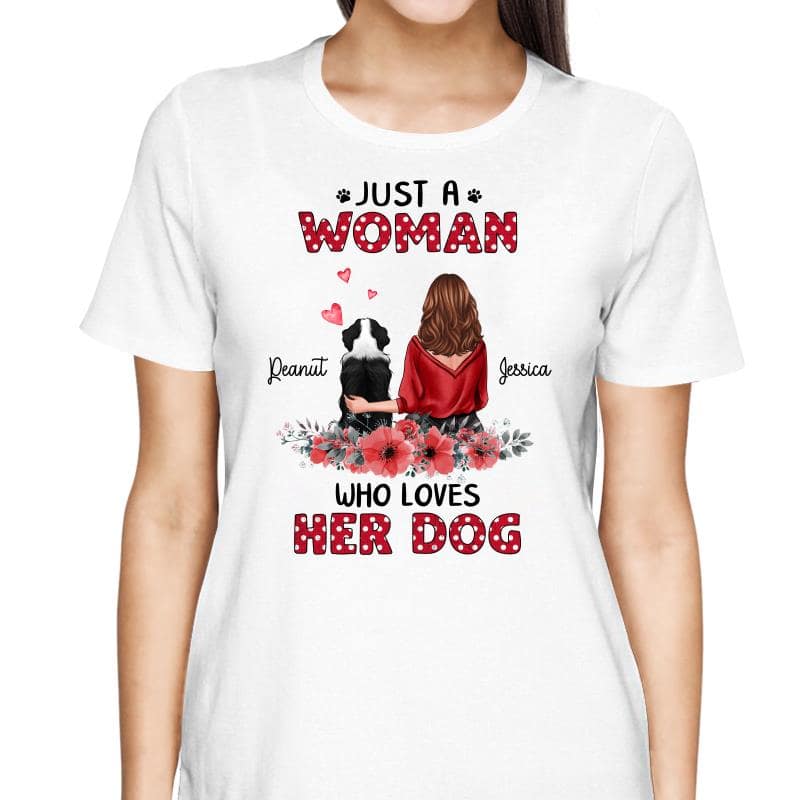 Polka Dot Pattern Back View Just A Woman Loves Dog Personalized Shirt