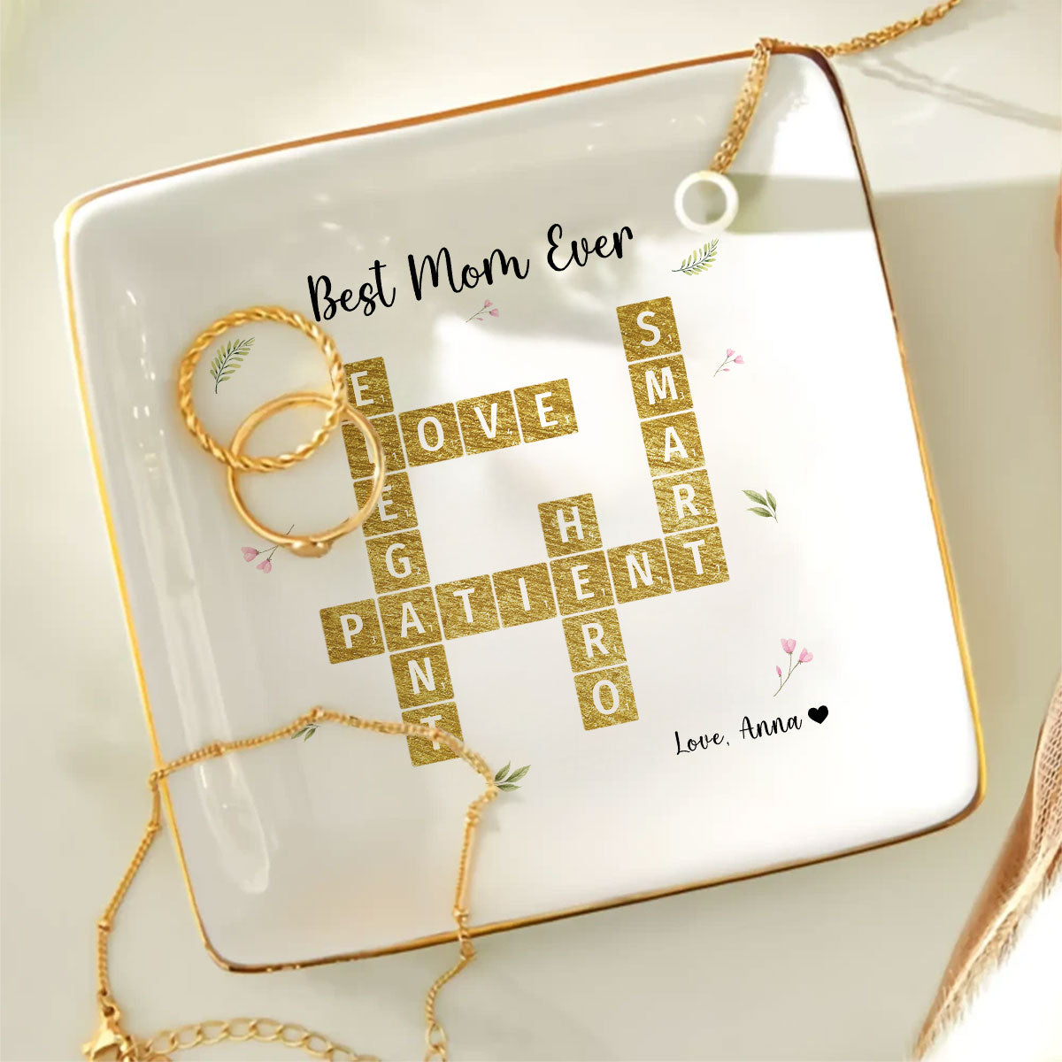 Best Mom Grandma Ever Appreciation Crossword Art - Created In A Moment Personalized Jewelry Dish