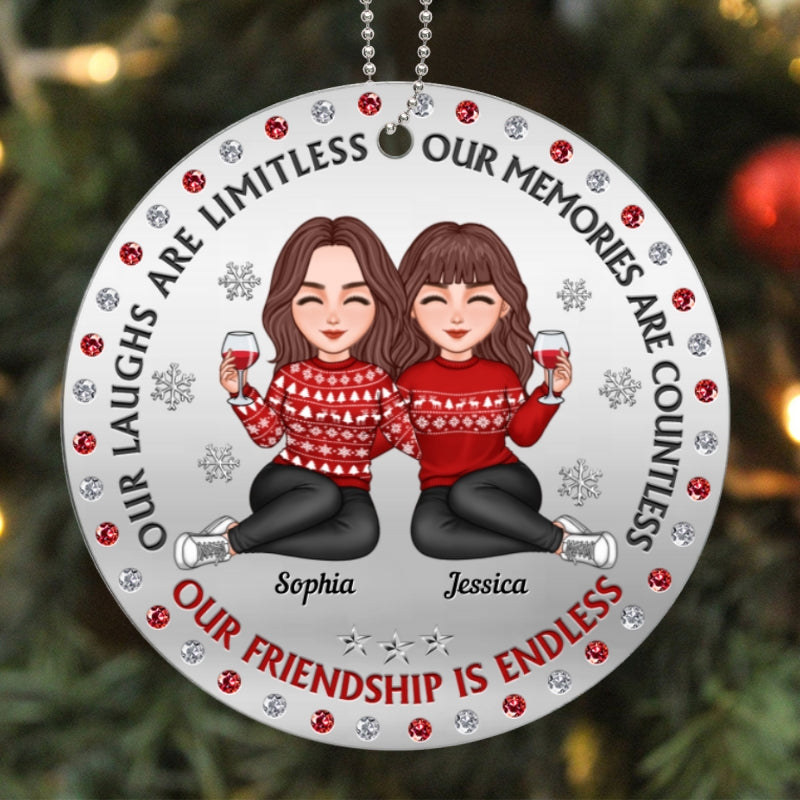 Besties Sitting Together Christmas Gift Personalized Acrylic Ornament
