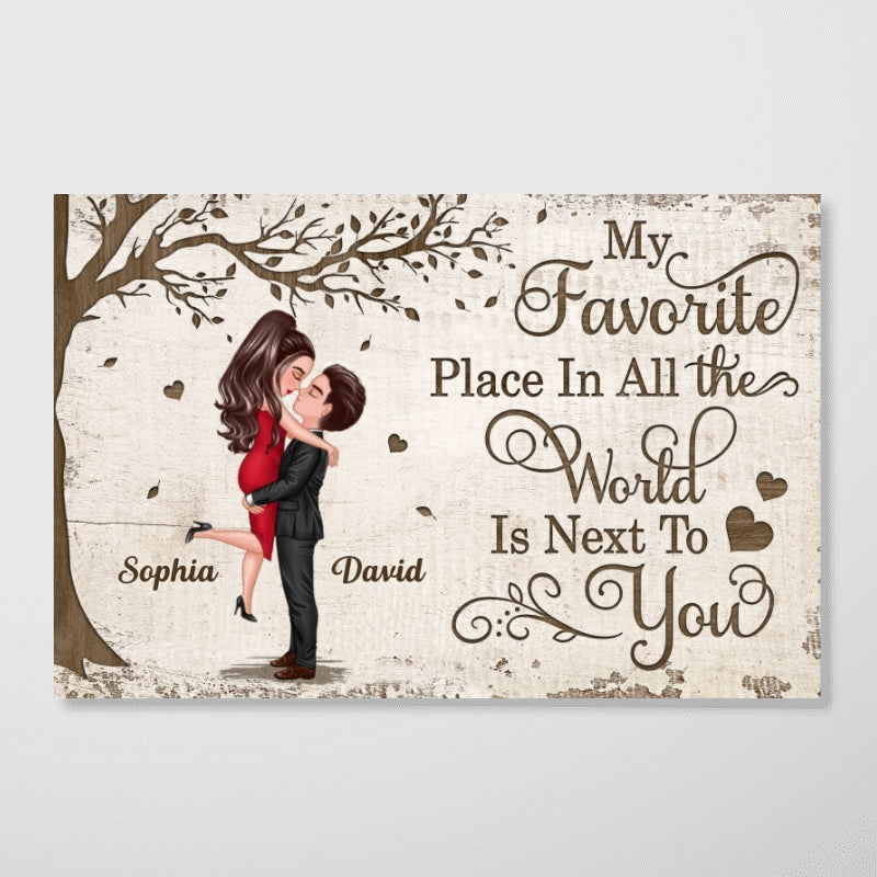 Favorite Place In The World Couple Kissing - Personalized Poster - Unique Valentine's Day Gift For Him, Gift For Her