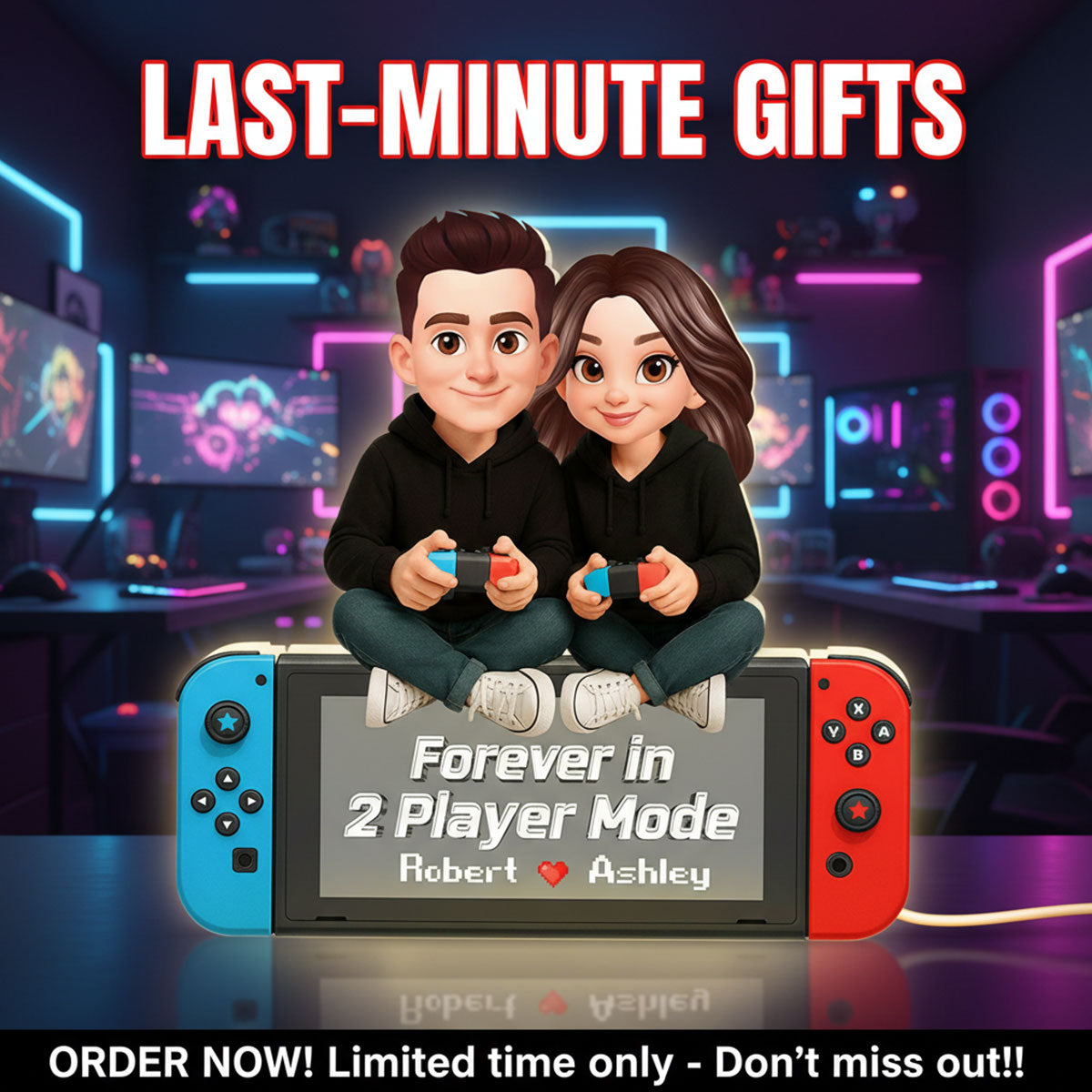 Forever In 2 Player Mode Gaming Couple - Personalized Light Box - Heartfelt Valentine, Anniversary Gift For Gamers, For Him, For Her