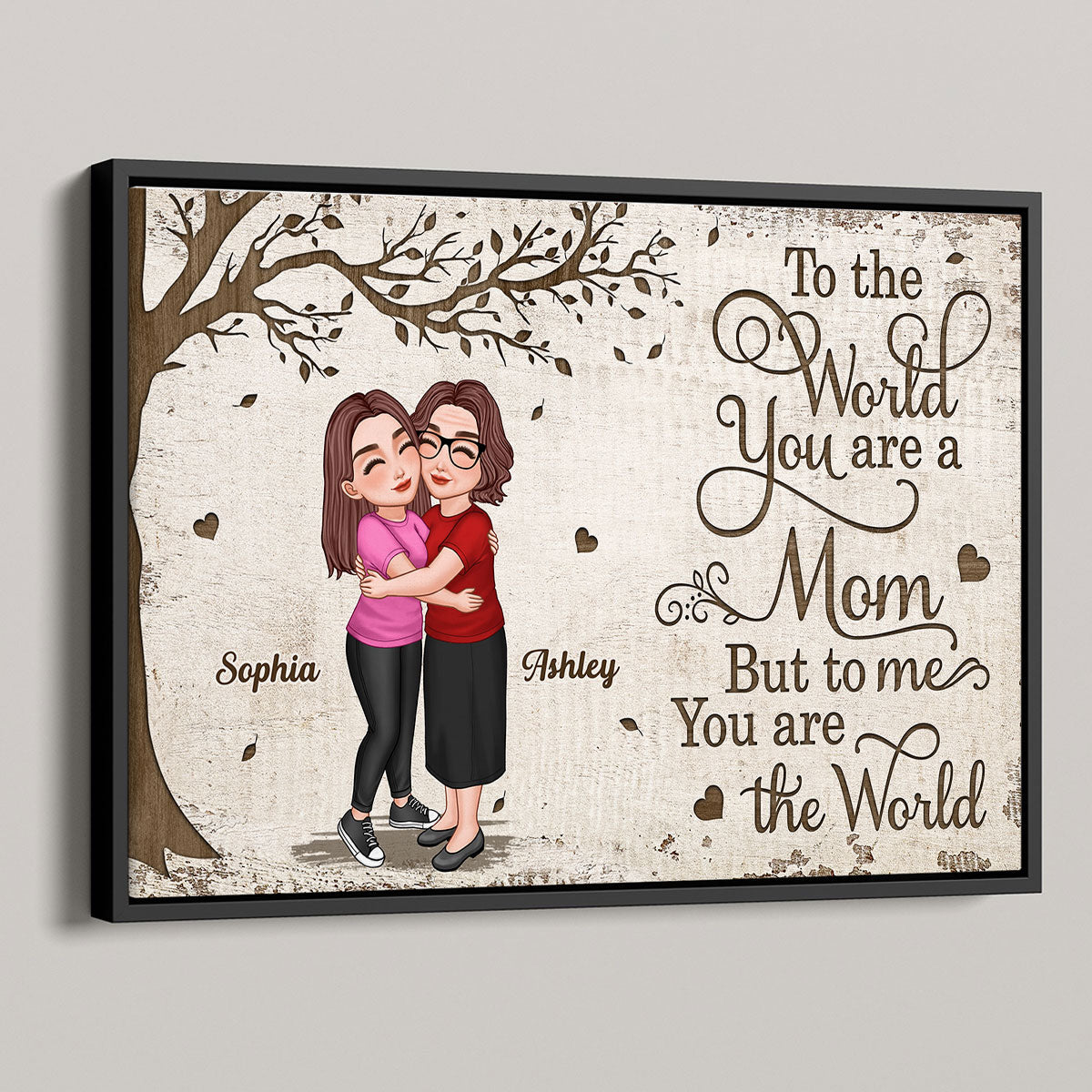 Mom Holding Son Daughter Under Tree Personalized Poster, Gift For Mom