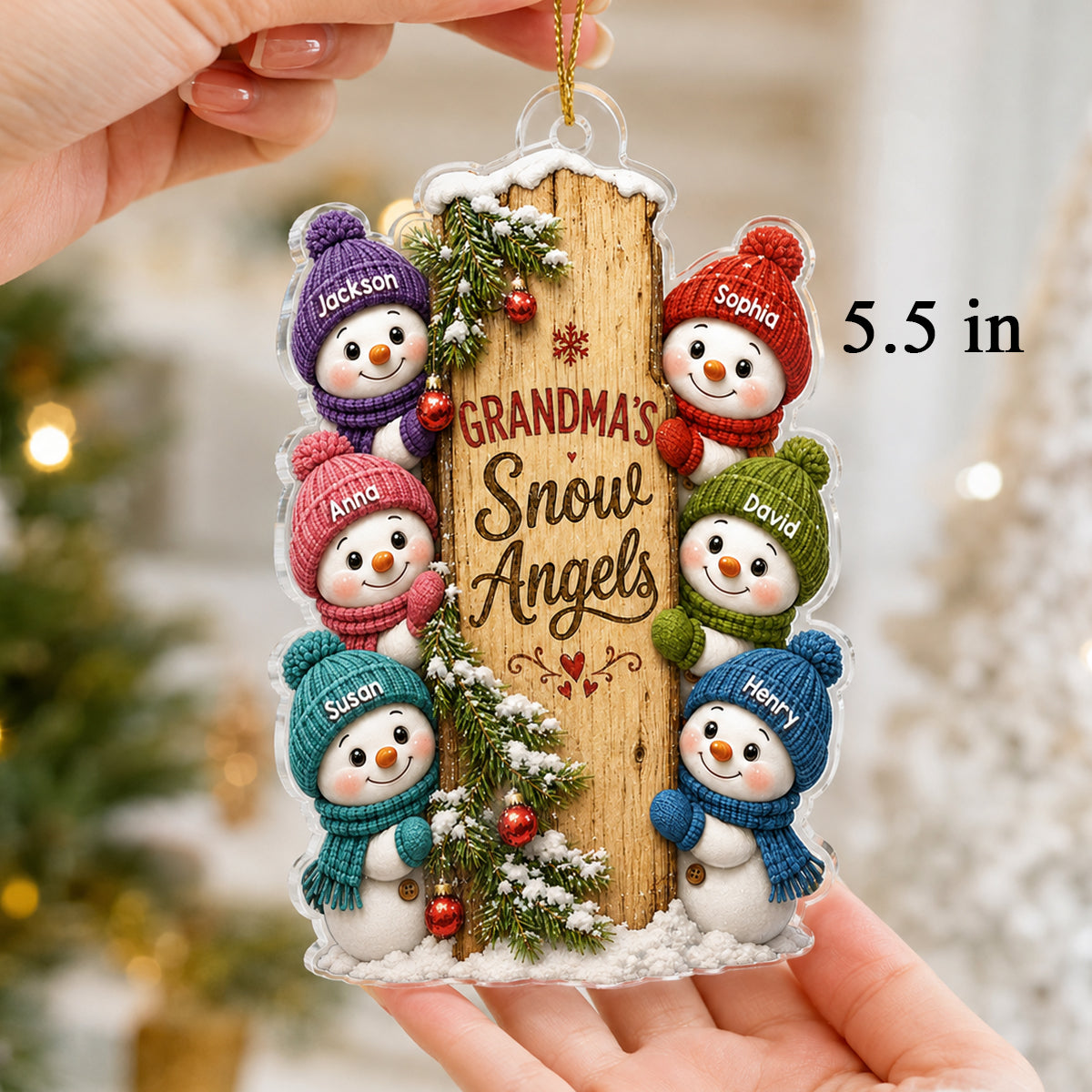 Grandma's Snow Angels - Personalized Acrylic Ornament - Christmas Gift for Grandma