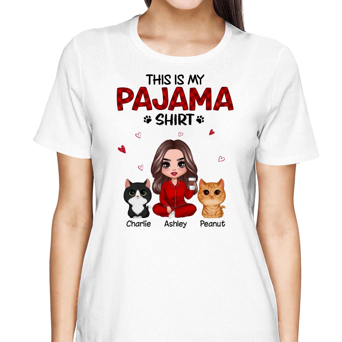 This Is My Pajama Shirt Doll Woman And Watercolor Cute Cats Personalized Shirt