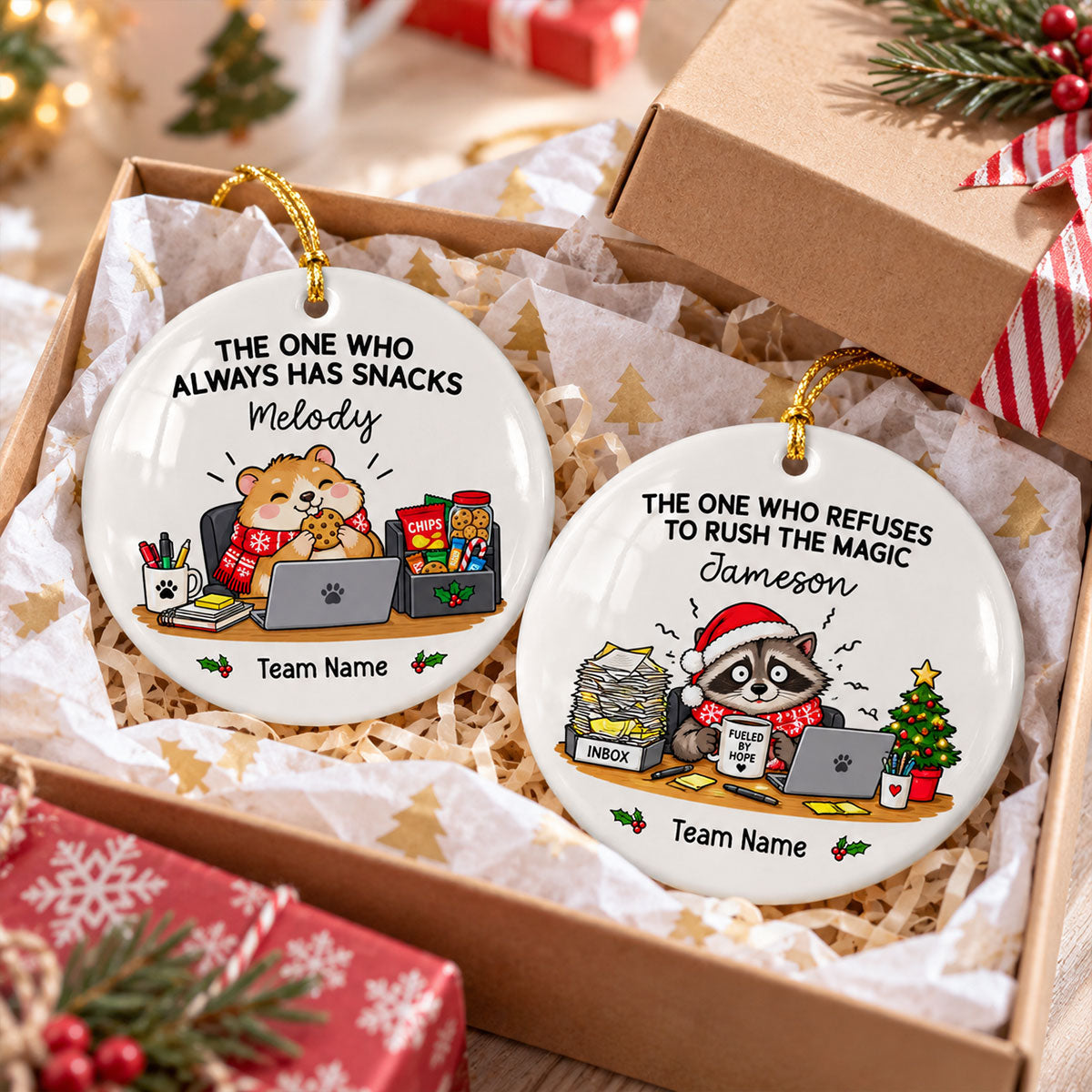 Funny Office Character Workplace Identity - Personalized Ceramic Ornament - Funny Gift For Coworkers, Colleagues, Secret Santa Gift