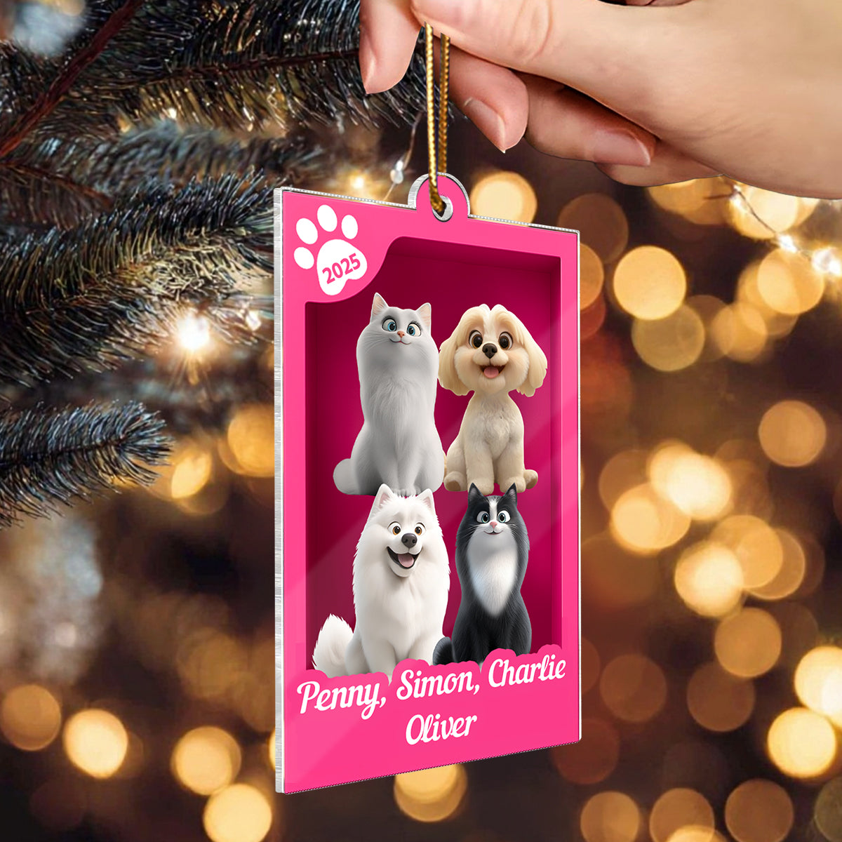 Cute Pet In Toy Box - Personalized Acrylic Ornament - Christmas Gift For Dog Cat Lovers