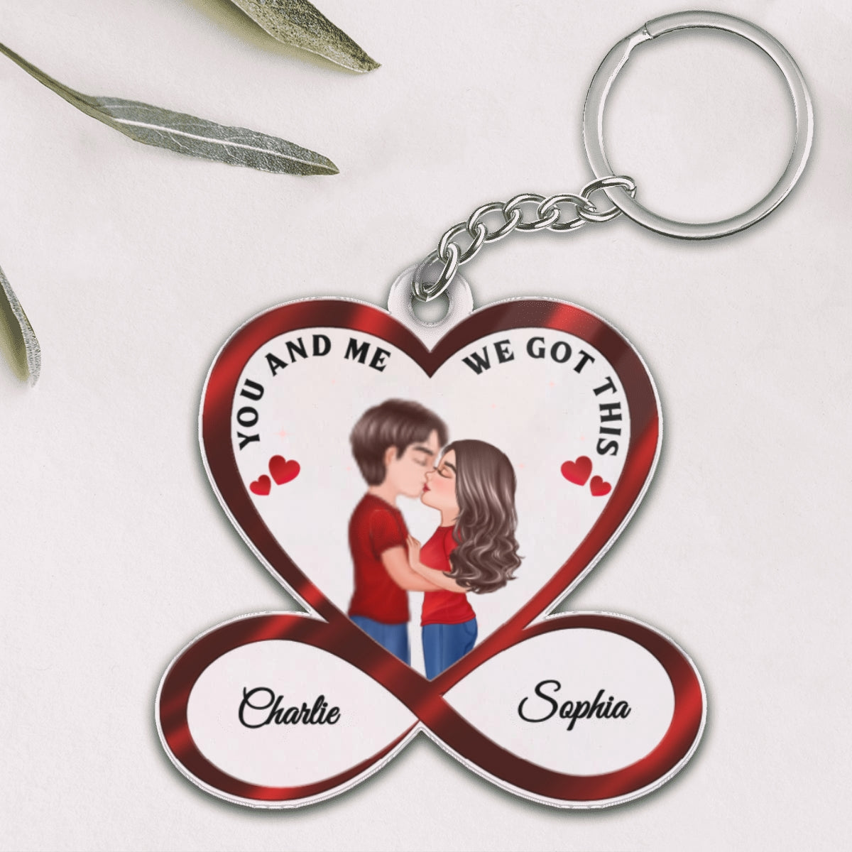 Infinity Heart Couple Kissing Anniversary Gift For Him Gift For Her Personalized Acrylic Keychain