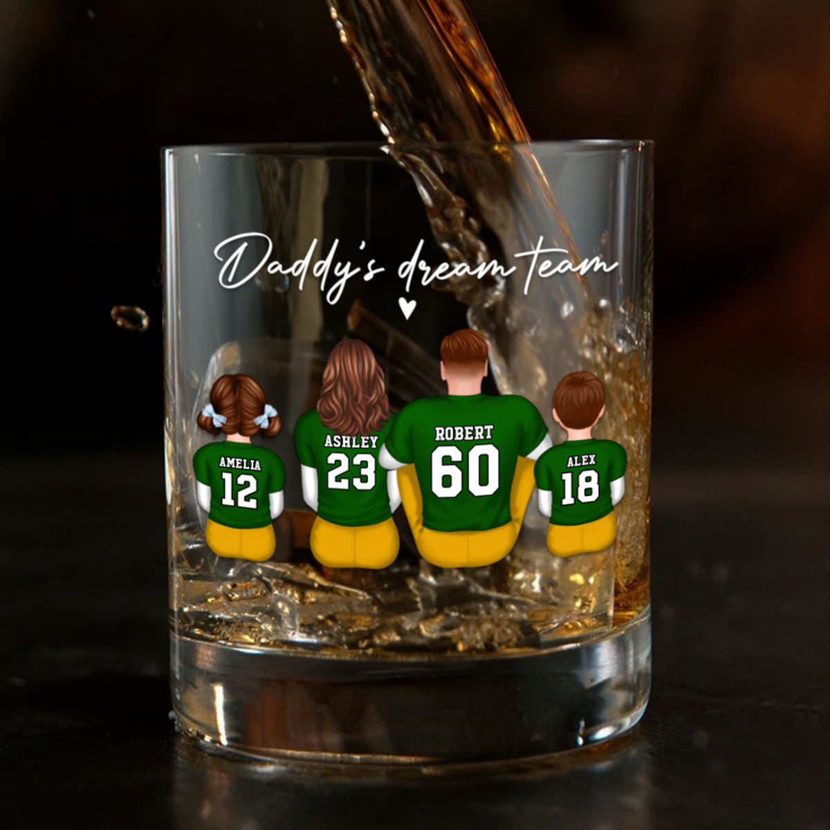 Football Daddy's Dream Team Personalized Wine Glass, Father's Day Gift for Football Dads
