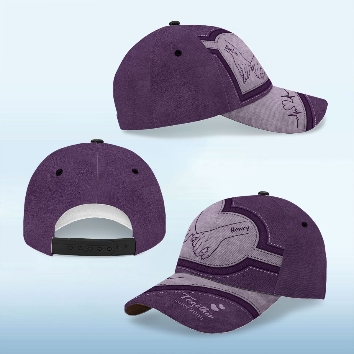 Couple Holding Hands Personalized Classic Cap, Gift For Him, Gift For Her