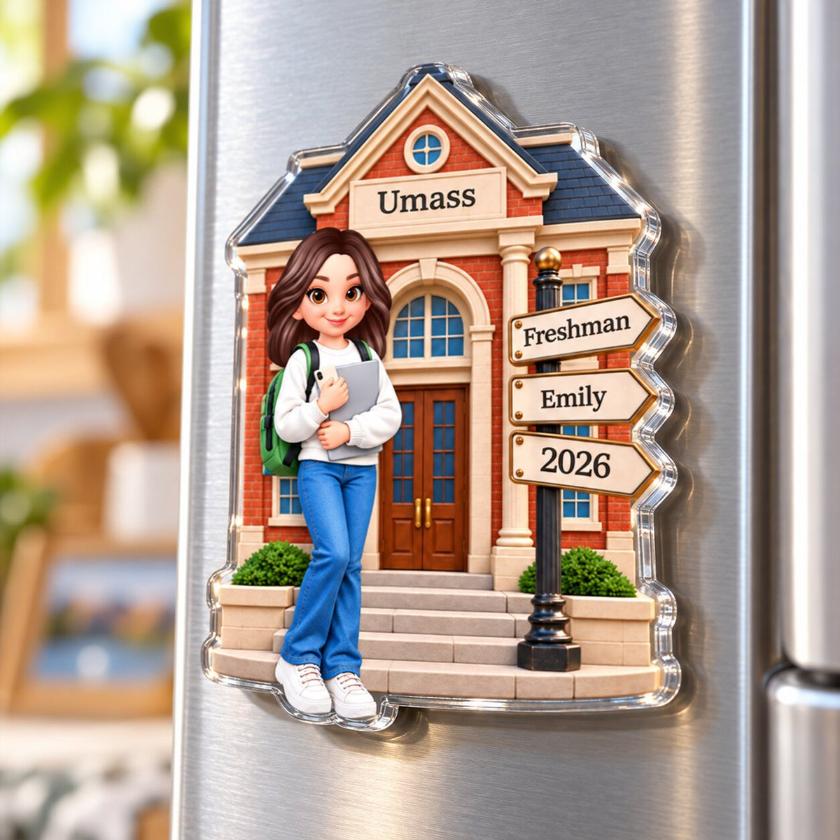 1st Year Of College 2D Flat - Personalized Acrylic Magnet - Christmas Gift for Freshman