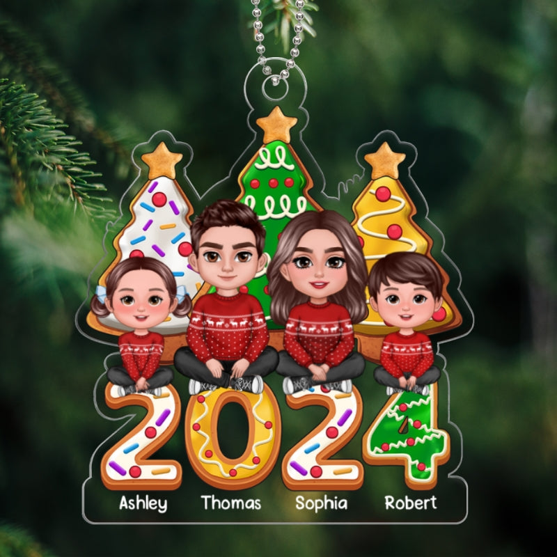 Christmas Tree Cookies Family Crossed Legs Personalized Acrylic Ornament