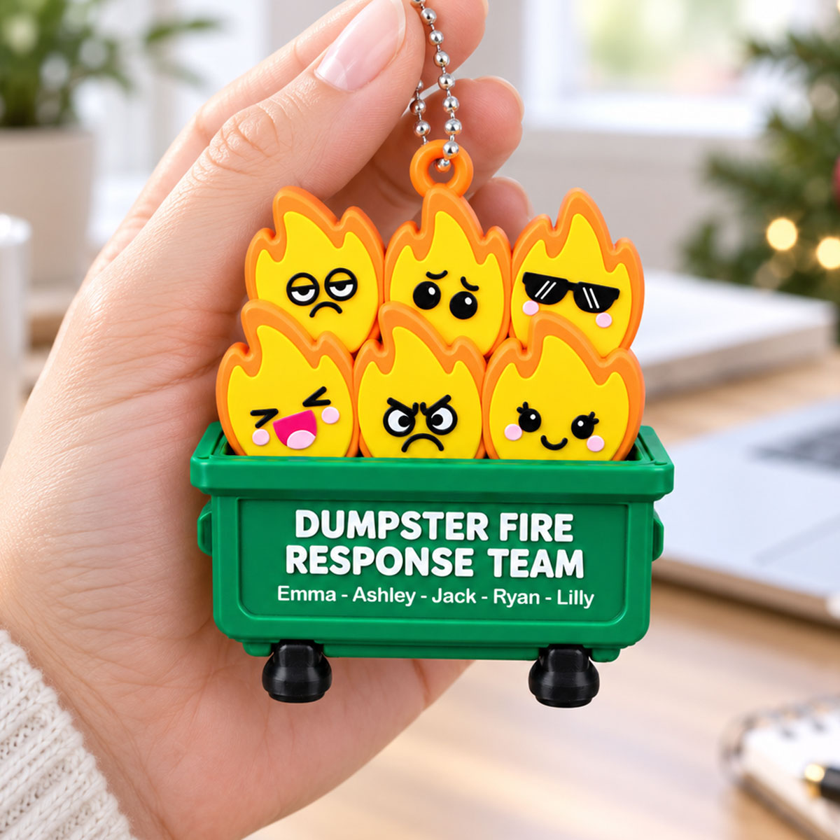 Funny Dumpster Fire Response Team Custom Names - Personalized 3D Printed Ornament - Real 3D Ornament, Figurine, Funny Christmas Gift For Colleagues, Coworkers, Boss, White Elephant Gift
