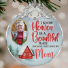 Heaven Is A Beautiful Place Custom Photo - Personalized Glass Ornament With Silver Cap - Christmas Memorial Keepsake For Family