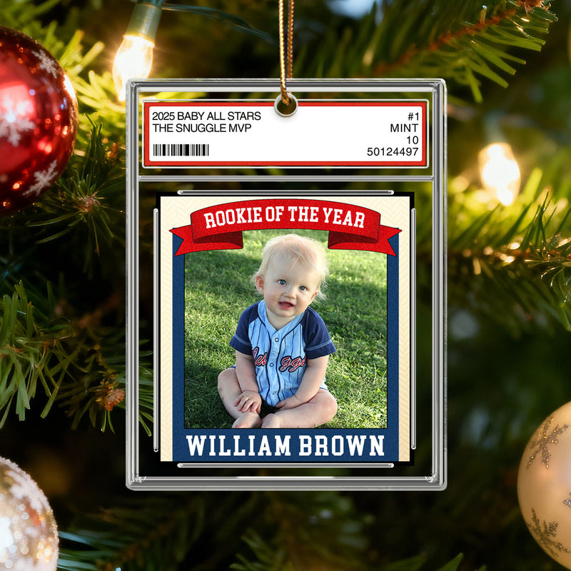 Rookie Of The Year Kid All Star 1st Christmas Trading Card Style - Personalized Acrylic Ornament - Christmas Gift For Kid