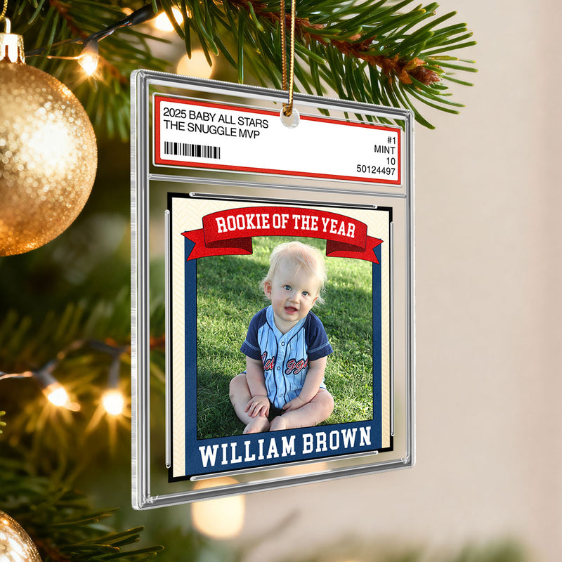 Rookie Of The Year Kid All Star 1st Christmas Trading Card Style - Personalized Acrylic Ornament - Christmas Gift For Kid