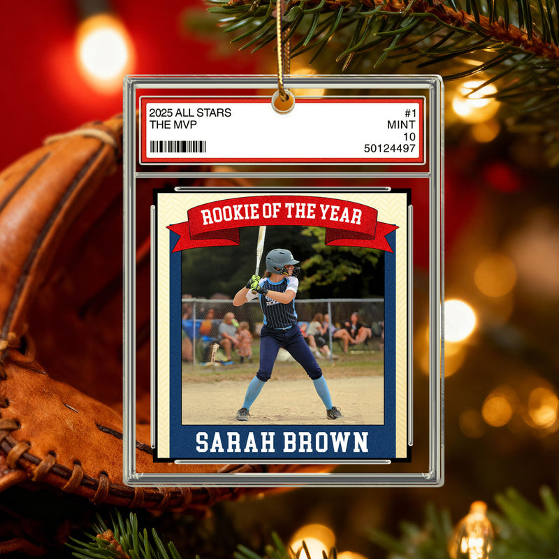 Rookie Of The Year Kid All Star 1st Christmas Trading Card Style - Personalized Acrylic Ornament - Christmas Gift For Kid
