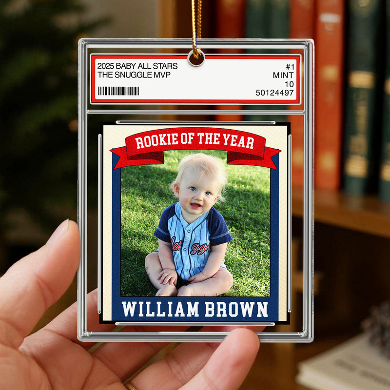 Rookie Of The Year Kid All Star 1st Christmas Trading Card Style - Personalized Acrylic Ornament - Christmas Gift For Kid