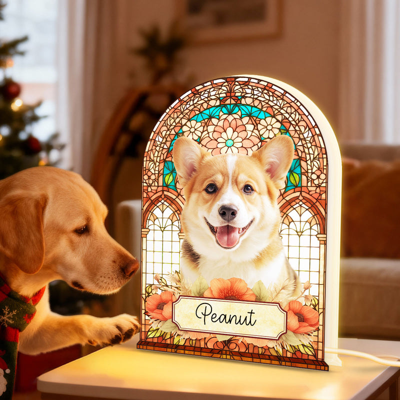 Stained Glass Pattern Pet Memorial Custom Photo - Personalized Light Box