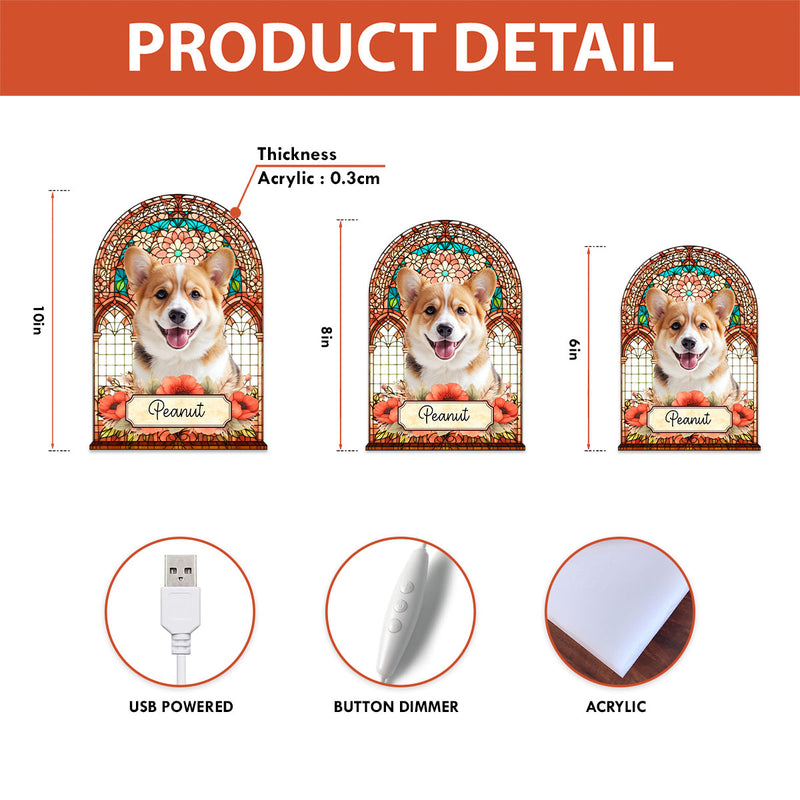 Stained Glass Pattern Pet Memorial Custom Photo - Personalized Light Box