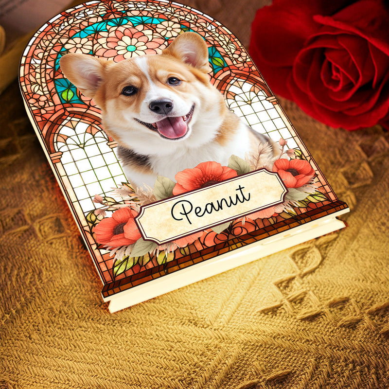 Stained Glass Pattern Pet Memorial Custom Photo - Personalized Light Box