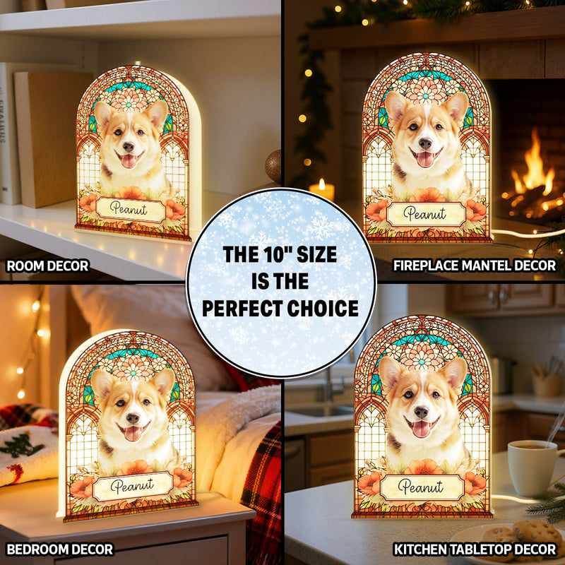 Stained Glass Pattern Pet Memorial Custom Photo - Personalized Light Box