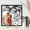 Couple Kissing Under Tree Photo Upload Personalized 2-Layer Wooden Plaque