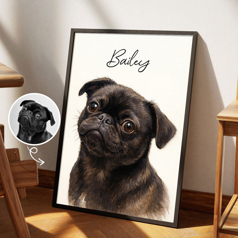 Custom Watercolor Portraits Using Pet Photo - Personalized Poster - Gift for Dogs Cats Lovers, Pet Lover Gift