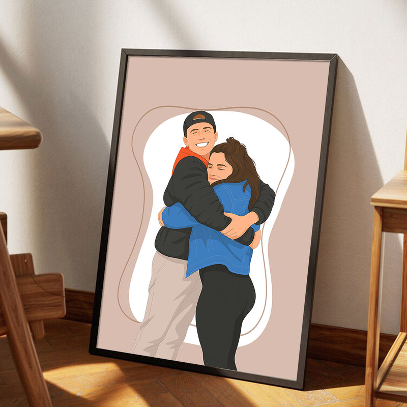 Faceless Couple Portrait from Photo, Personalized Gift for Him, Gift for Her