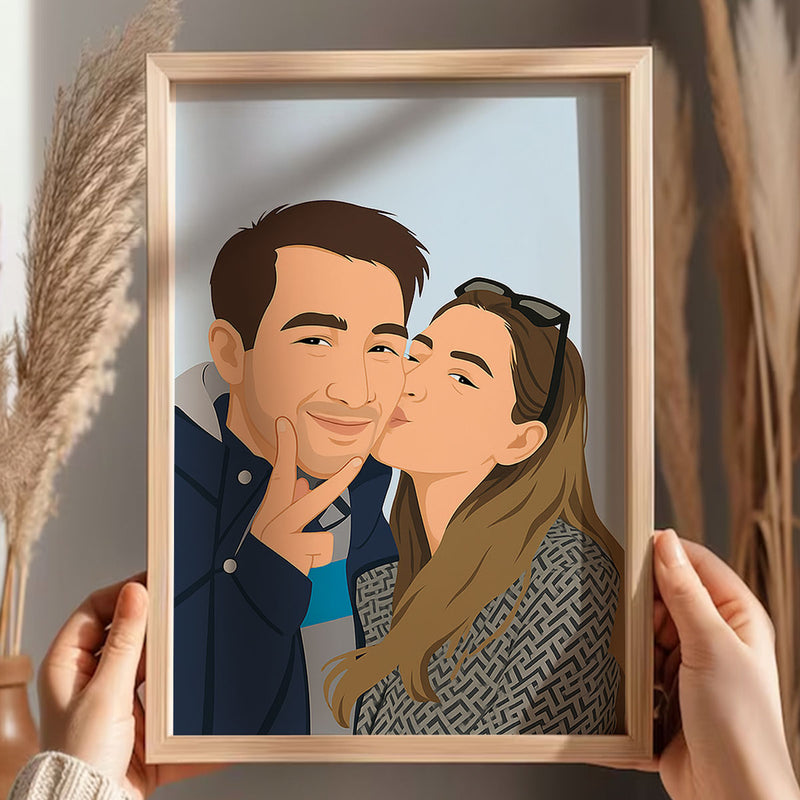 Faceless Couple Portrait from Photo, Personalized Gift for Him, Gift for Her