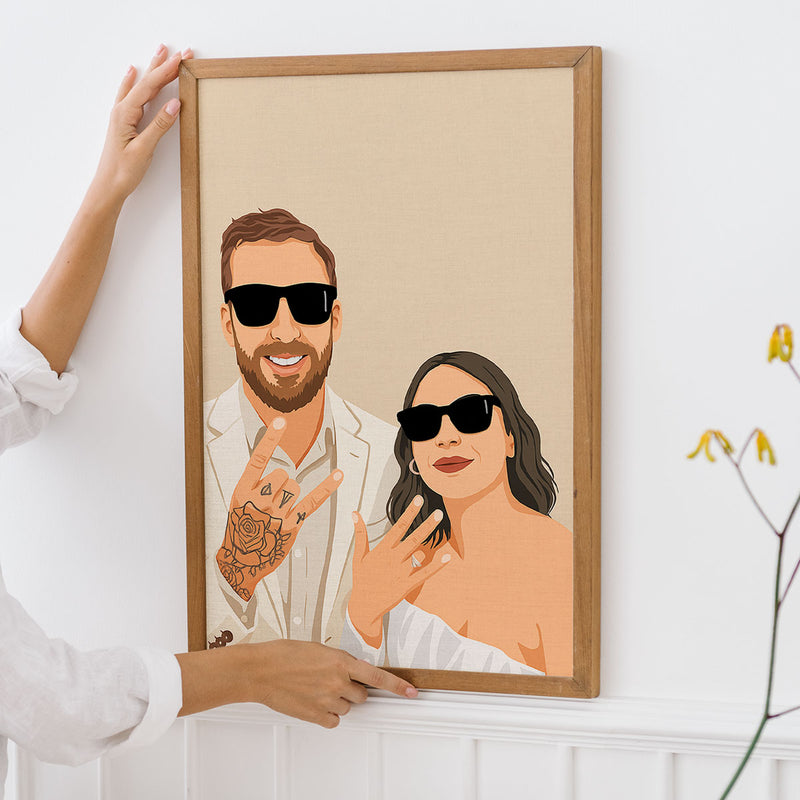 Faceless Couple Portrait from Photo, Personalized Gift for Him, Gift for Her