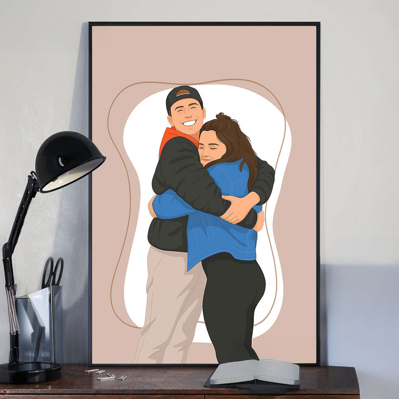 Faceless Couple Portrait from Photo, Personalized Gift for Him, Gift for Her