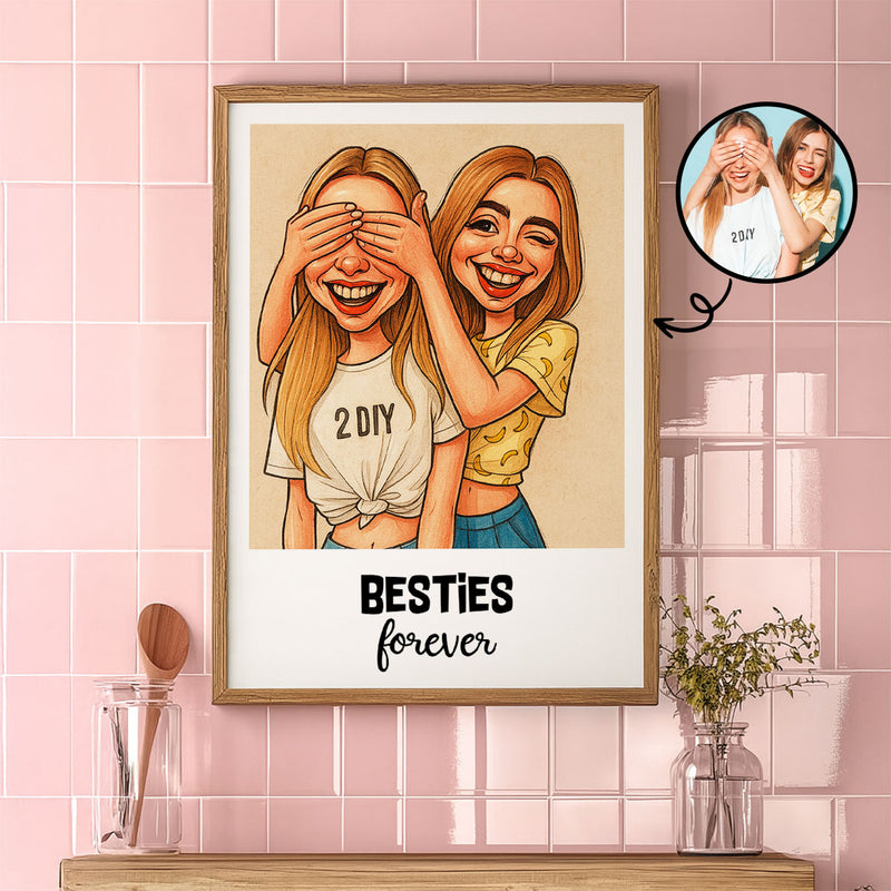 Custom Caricature Portrait from Photo Personalized Poster, Funny Gift for Couples, Friends, Pets, Family