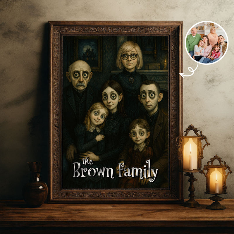 Custom Gothic Family Portrait from Photo - Personalized Poster