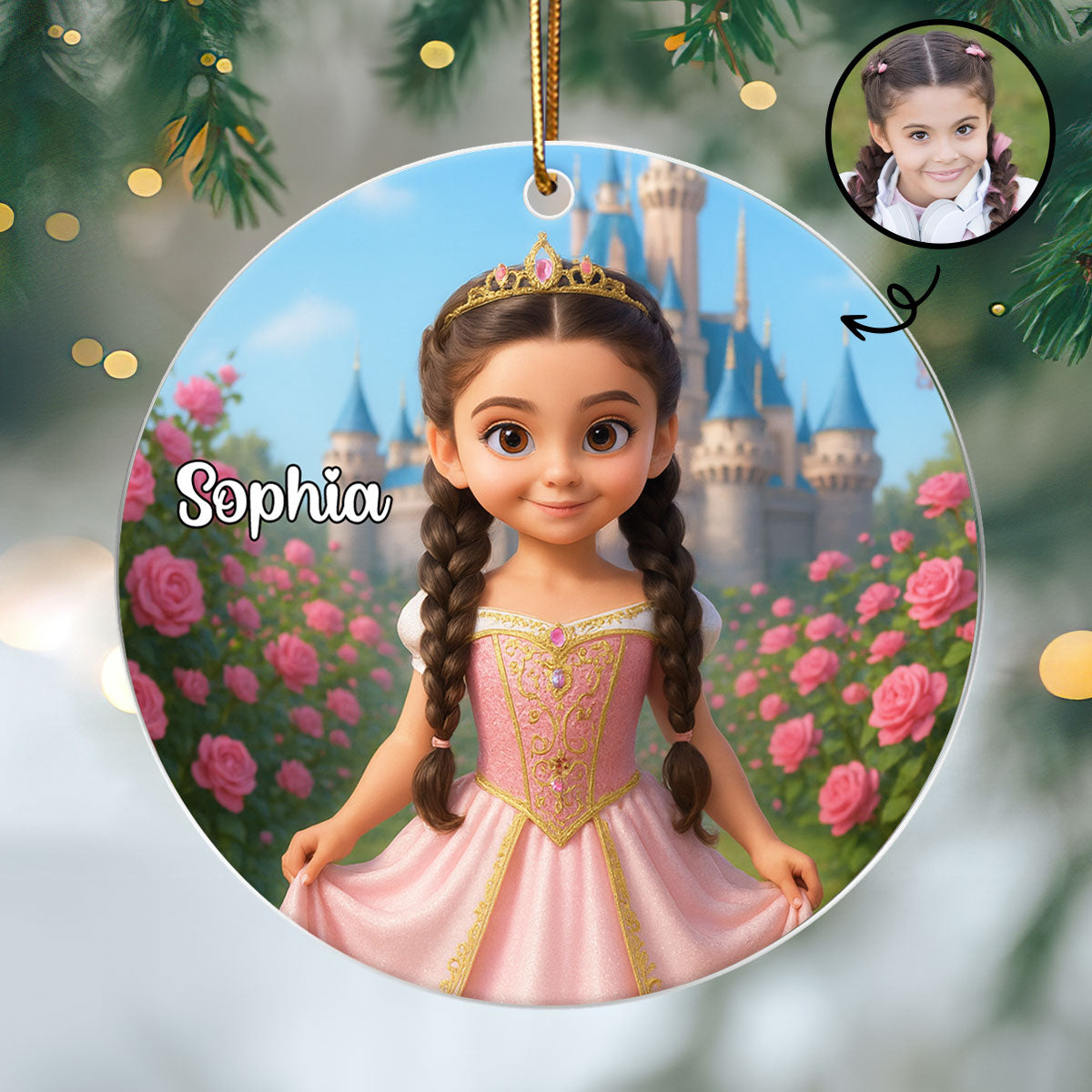 Little Princess Personalized Acrylic Ornament, Christmas Gift for Daughter, Granddaughter