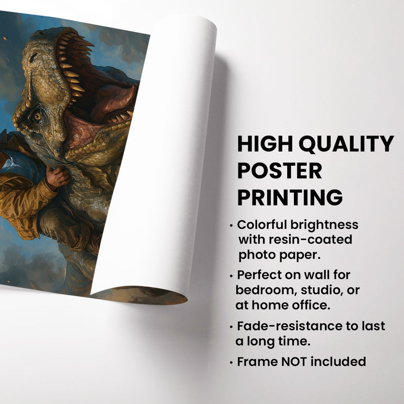 Personalized Child Riding T-Rex Jurassic Dinosaur Art, Custom Portrait From Photo Personalized Poster, Dinosaur Birthday Party, Christmas Gifts for Kids and Grandkids